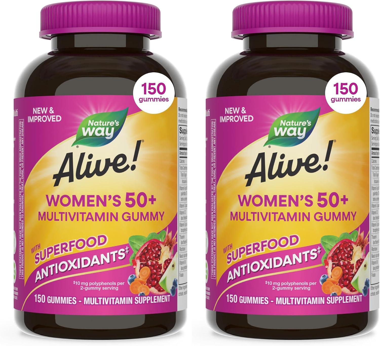 Nature's Way Alive! Multivitamínico Gummy para Mujeres 50+ - 150 Gominolas Sabor Bayas Mixtas