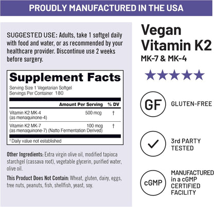 NatureWise Vitamina K2 600 mcg con MK-7 100 mcg y MK-4 500 mcg - Fórmula Mejorada de Biodisponibilidad - Complejo K para la – Image 4