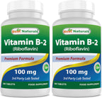 Best Naturals Vitamina B2 (Riboflavina) 100 mg 180 Comprimidos - Fórmula Premium - Probado por Laboratorio Externo