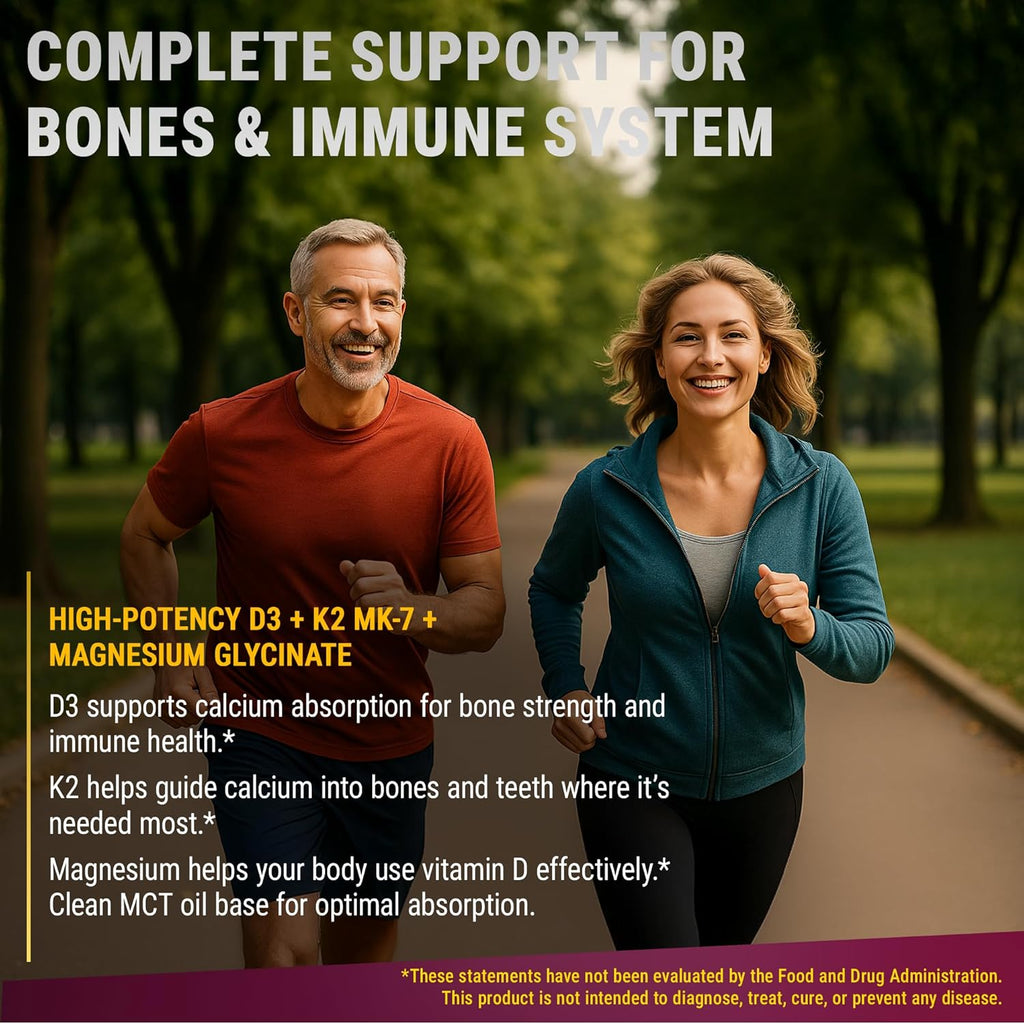 Líquido de Vitamina D3 con K2 y Magnesio Glicinato | 10.000 UI D3 + 200 mcg K2 MK-7