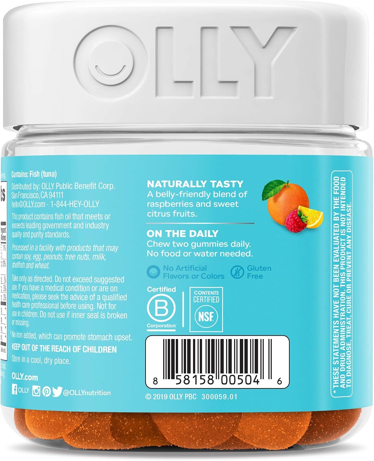 OLLY Vitaminas Prenatales en Gomitas, Ácido Fólico, DHA, Vitamina D, Pack de 3 (180 gomitas), Sabor Cítrico