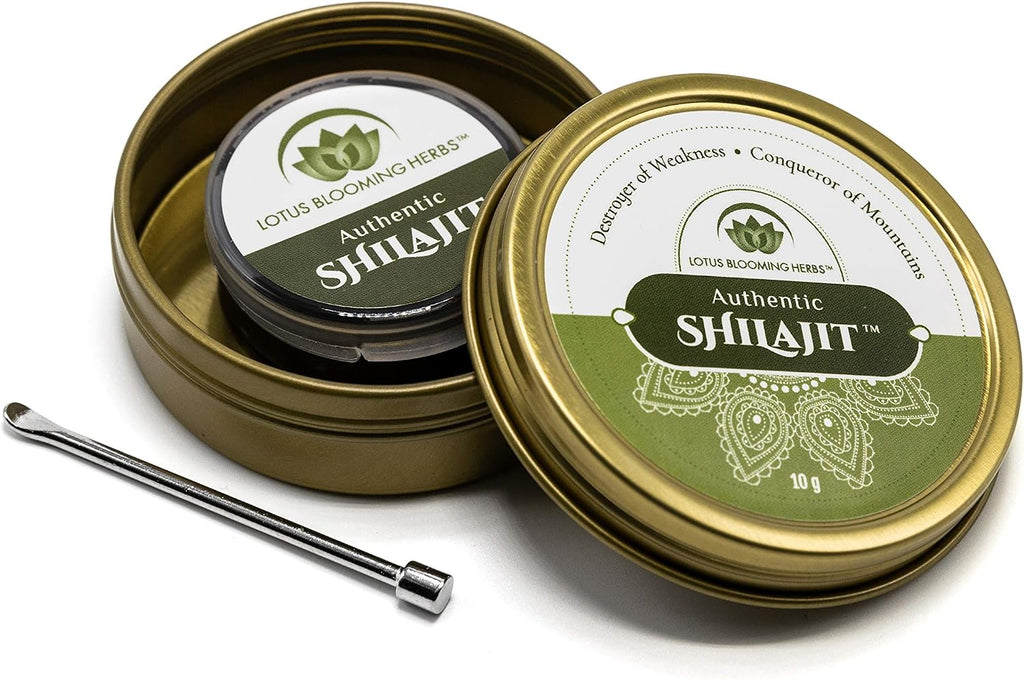 Auténtico Shilajit – Resina Pura de Grado Oro del Himalaya con Ácido Fúlvico y Minerales Traza | Lotus Blooming Herbs | 10 Gramos