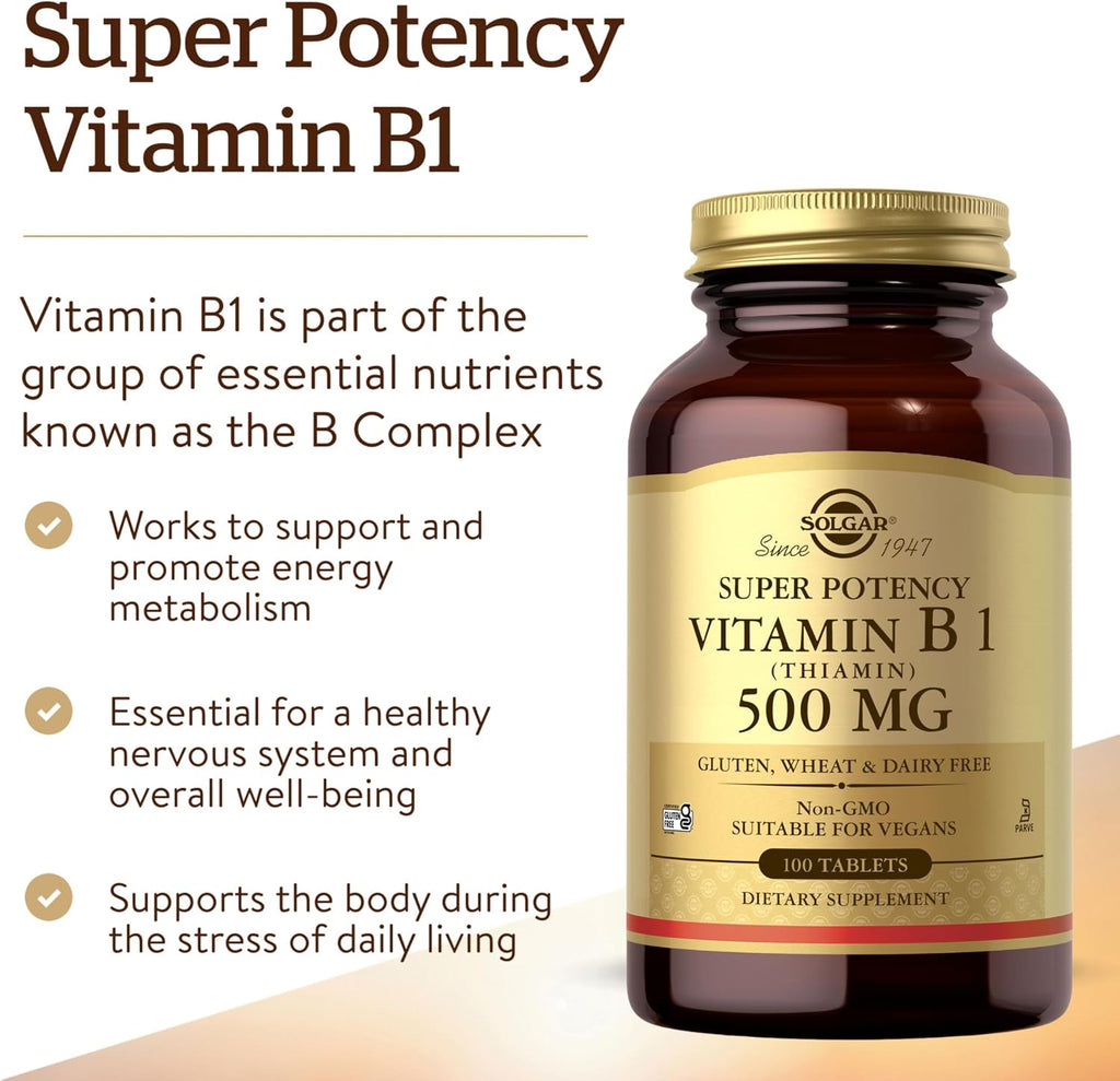 Solgar Vitamina B1 (Tiamina) 500 mg, 100 Comprimidos