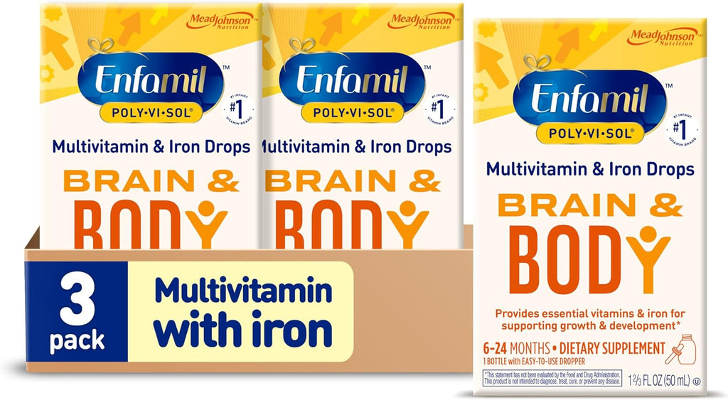 Enfamil Poly-Vi-Sol Gotas Multivitamínicas con Hierro para Bebés y Niños Pequeños, 50 ml