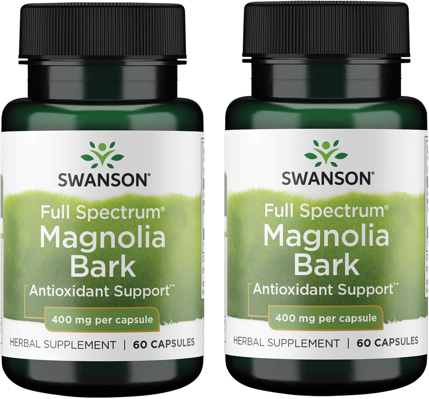 Swanson Corteza de Magnolia - Complemento Alimenticio Herbal, 60 Cápsulas de 400 mg (Paquete de 2)