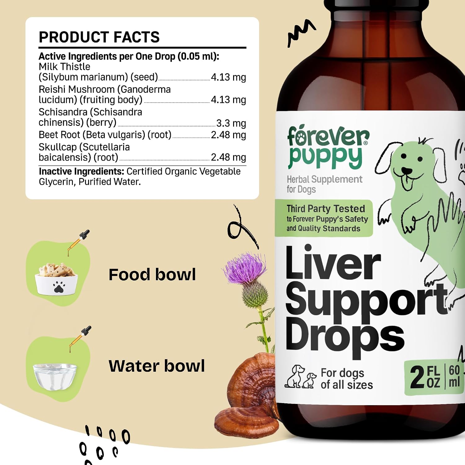 Forever Puppy Liver Support Drops - Gotas de Cardo Mariano para Perros (59 ml)