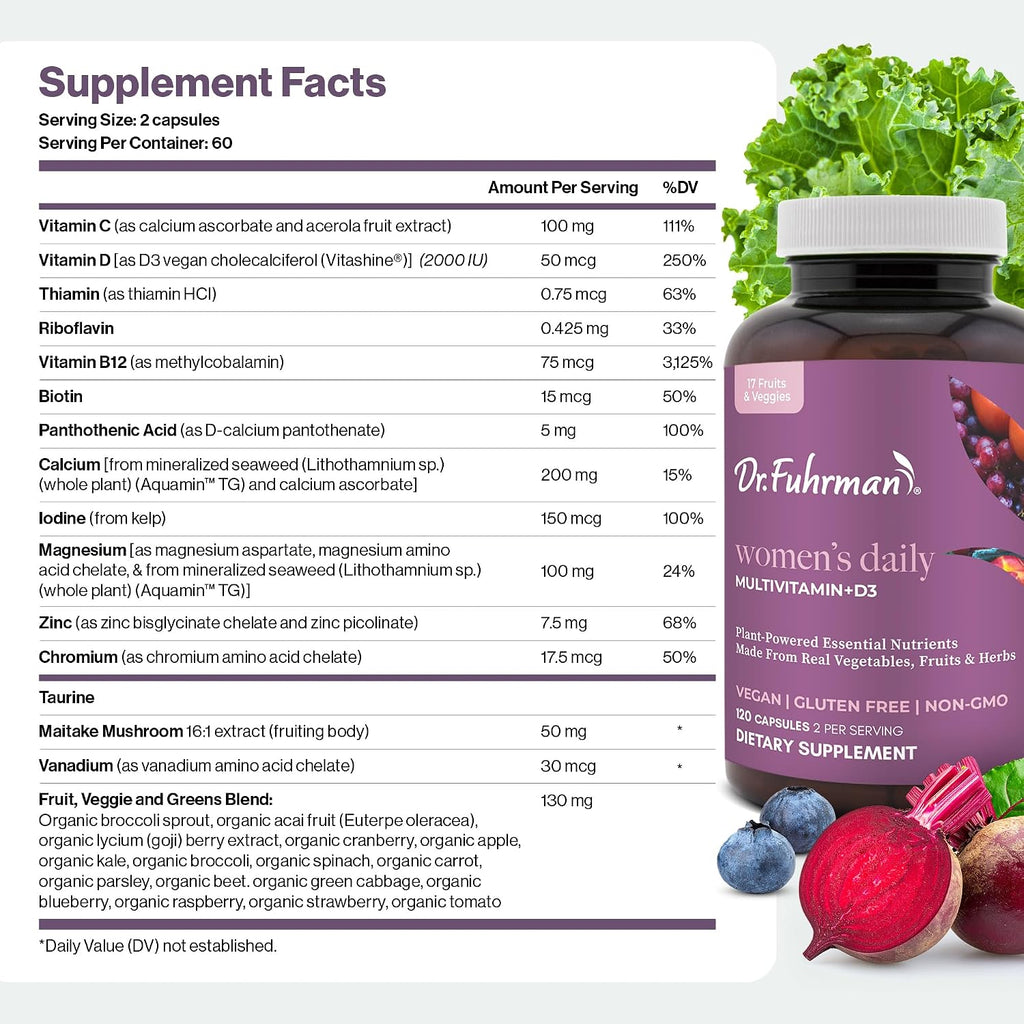 Dr. Fuhrman Multivitamin for Women, 2-Month Supply with Vitamin D3