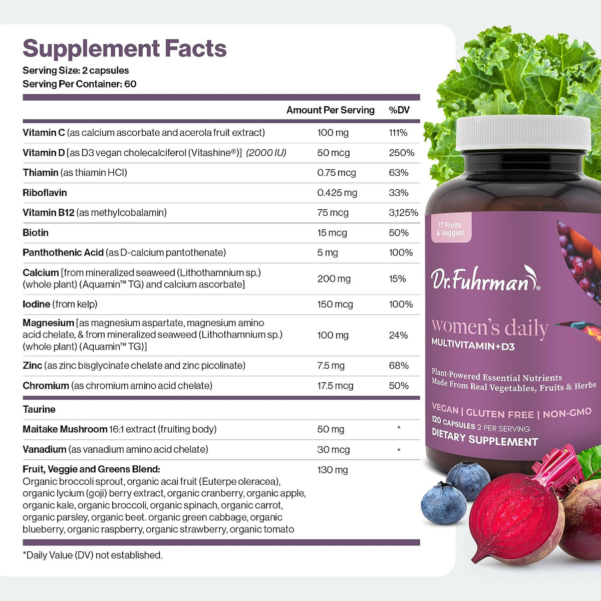 Dr. Fuhrman Multivitamínico para Mujeres, – Antioxidantes y fitonutrientes: Los extractos de brócoli, seta – Image 4