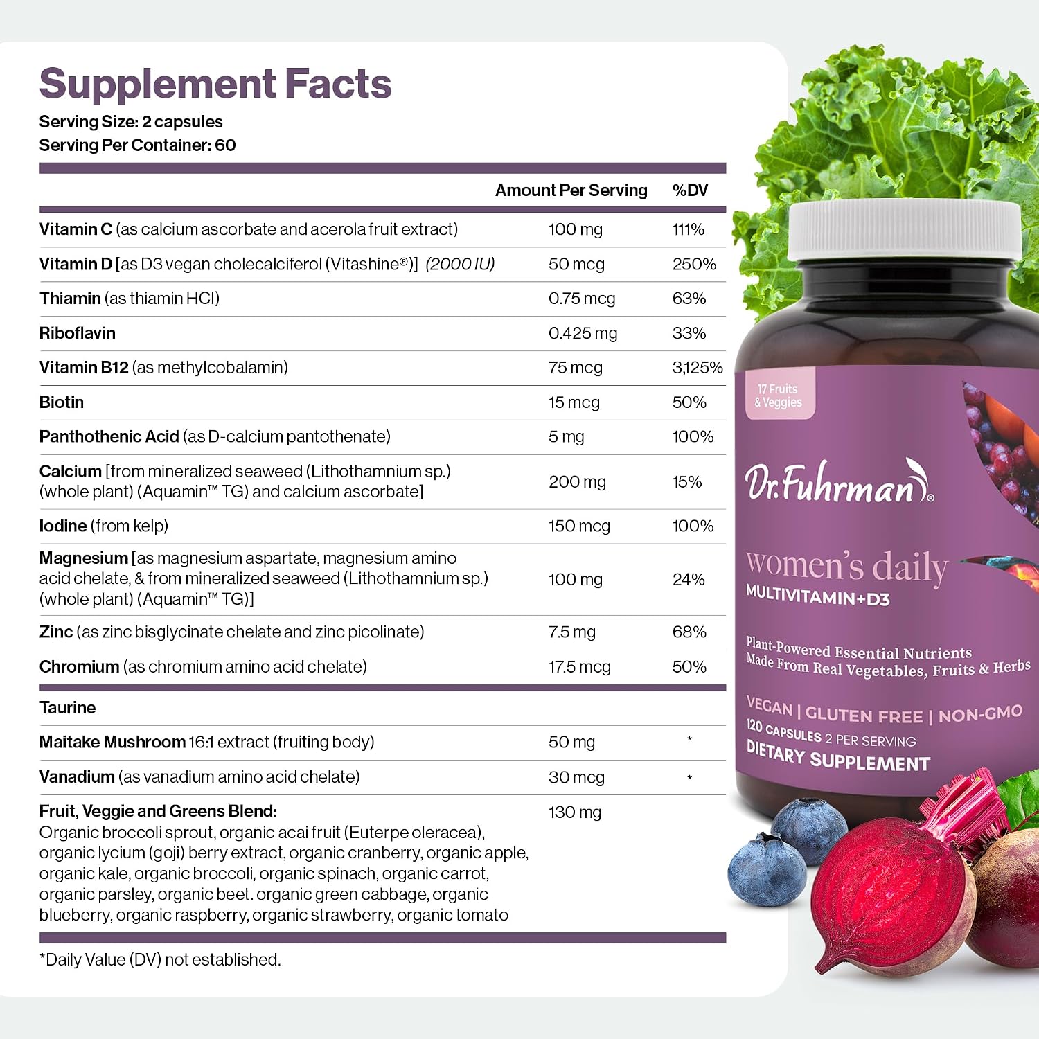 Dr. Fuhrman Multivitamin for Women, 2-Month Supply with Vitamin D3