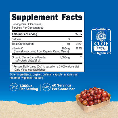 Nutricost Camu Camu 1000mg, 120 Cápsulas - – La protección de las células frente al daño oxidativo. – Image 2