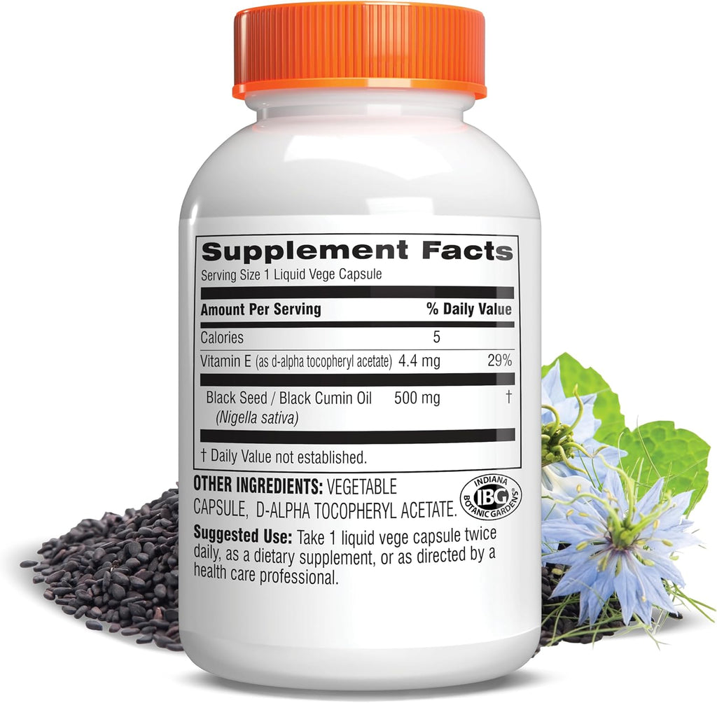 Botanic Choice Aceite de Semilla Negra, 500 mg - 60 Cápsulas Vegetales Líquidas