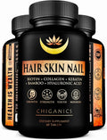10X Potente Biotina 5000mcg con Keratina, Colágeno y Sílice para Cabello, Piel y Uñas