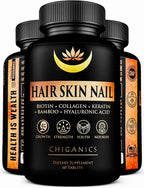 10X Potente Biotina 5000mcg con Keratina, Colágeno y Sílice para Cabello, Piel y Uñas
