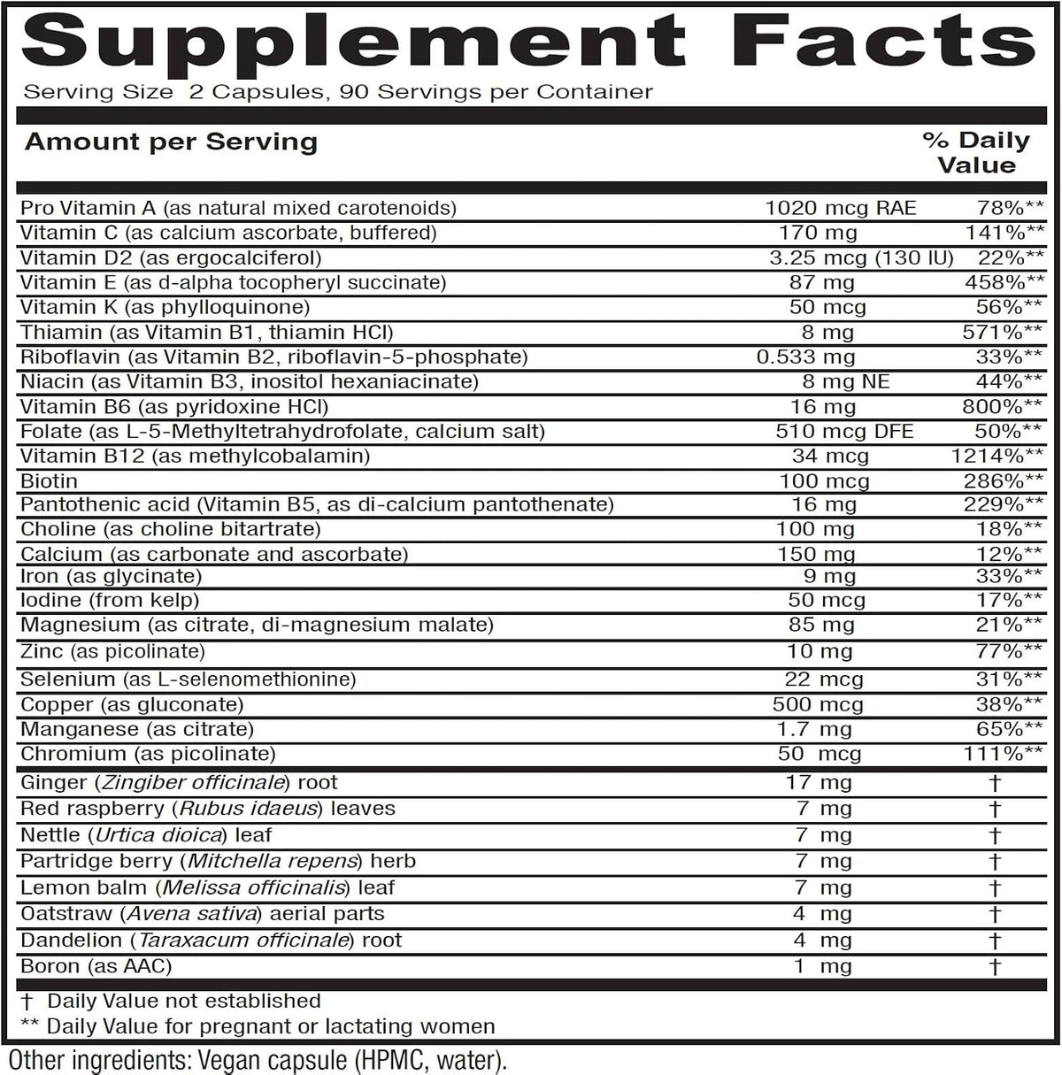 Vitanica Maternal Symmetry - Multivitamínico – Hierro (como bisglicinato): forma suave para el estómago que – Image 2