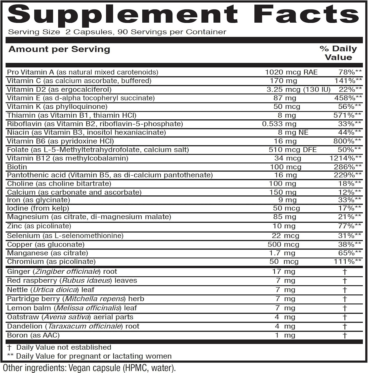 Vitanica Maternal Symmetry - Vegan Prenatal and Postnatal Multivitamin, 180 Capsules
