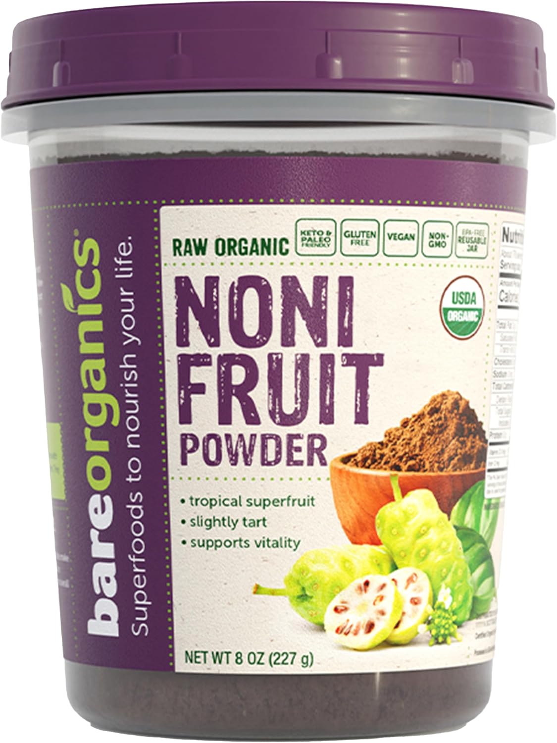 BareOrganics Amla Powder - Polvo de Amla Orgánico, Superalimento de Grosella India, para Batidos, Tés y Recetas, Sin OGM, Vegano, 227 g