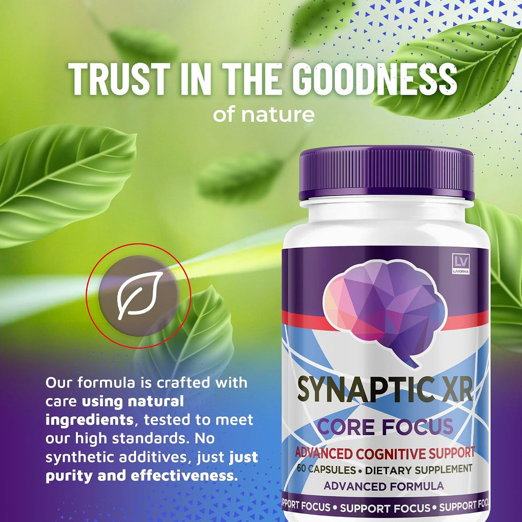 (2 Pack) Synaptic XR Cápsulas, SynapticXR, Synaptic XR Core Focus, Synaptic XR Brain Caps, Synaptic XR Advanced Formula 120 Cápsulas para 2 Meses