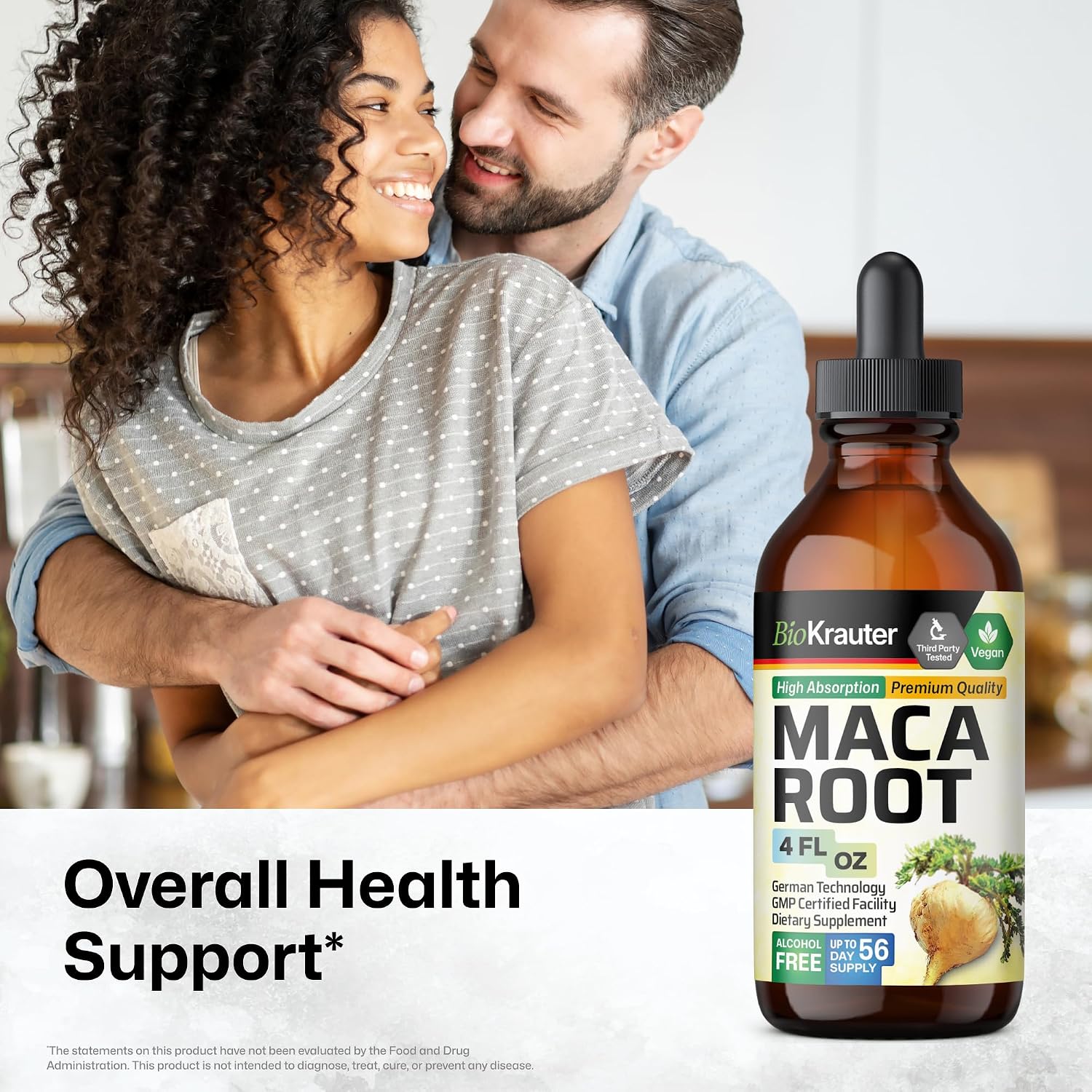 BIO KRAUTER® Maca Root for Women and Men - Vegan Maca Root Liquid Drops 680 mg for Drive & Active Lifestyle Support - 4 Fl.Oz., 56-Day Supply, Non-GMO, Alcohol & Sugar Free Herbal Supplements