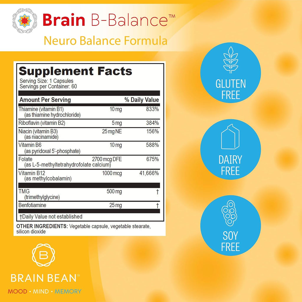 Brain B Balance: Complejo B Metilado - Fórmula Neurobalance - 60 Cápsulas Veganas