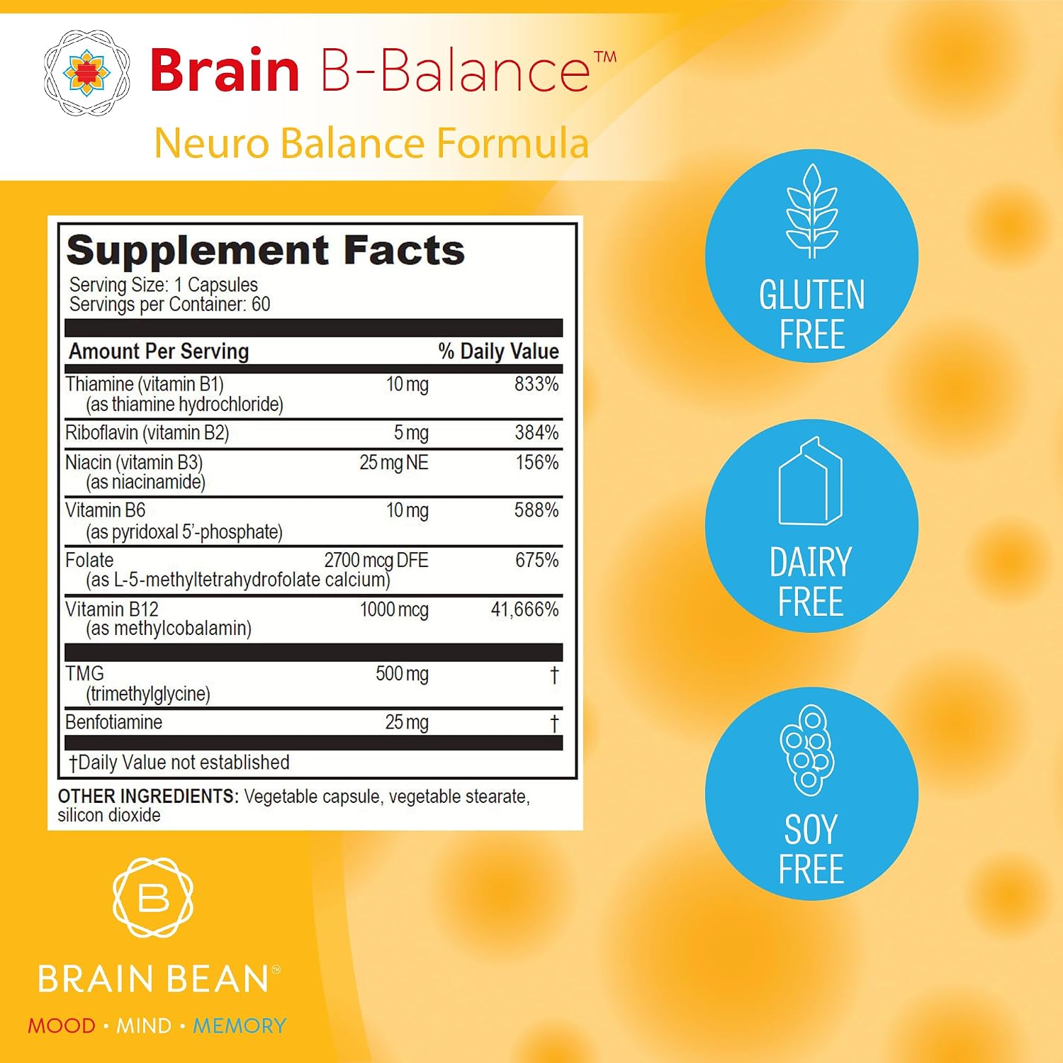Brain B Balance: Complejo B Metilado - Fórmula Neurobalance - 60 Cápsulas Veganas