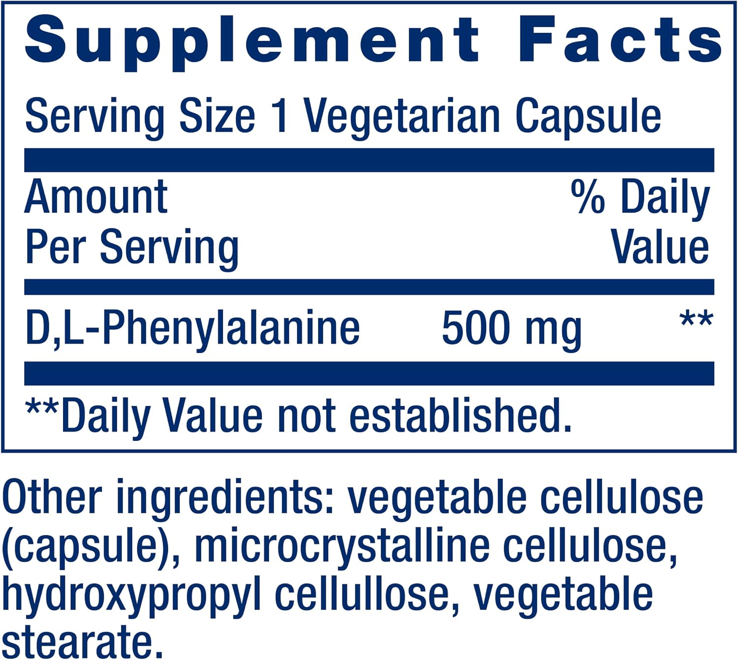 Life Extension D,L-Fenilalanina, 500 mg, 100 Cápsulas