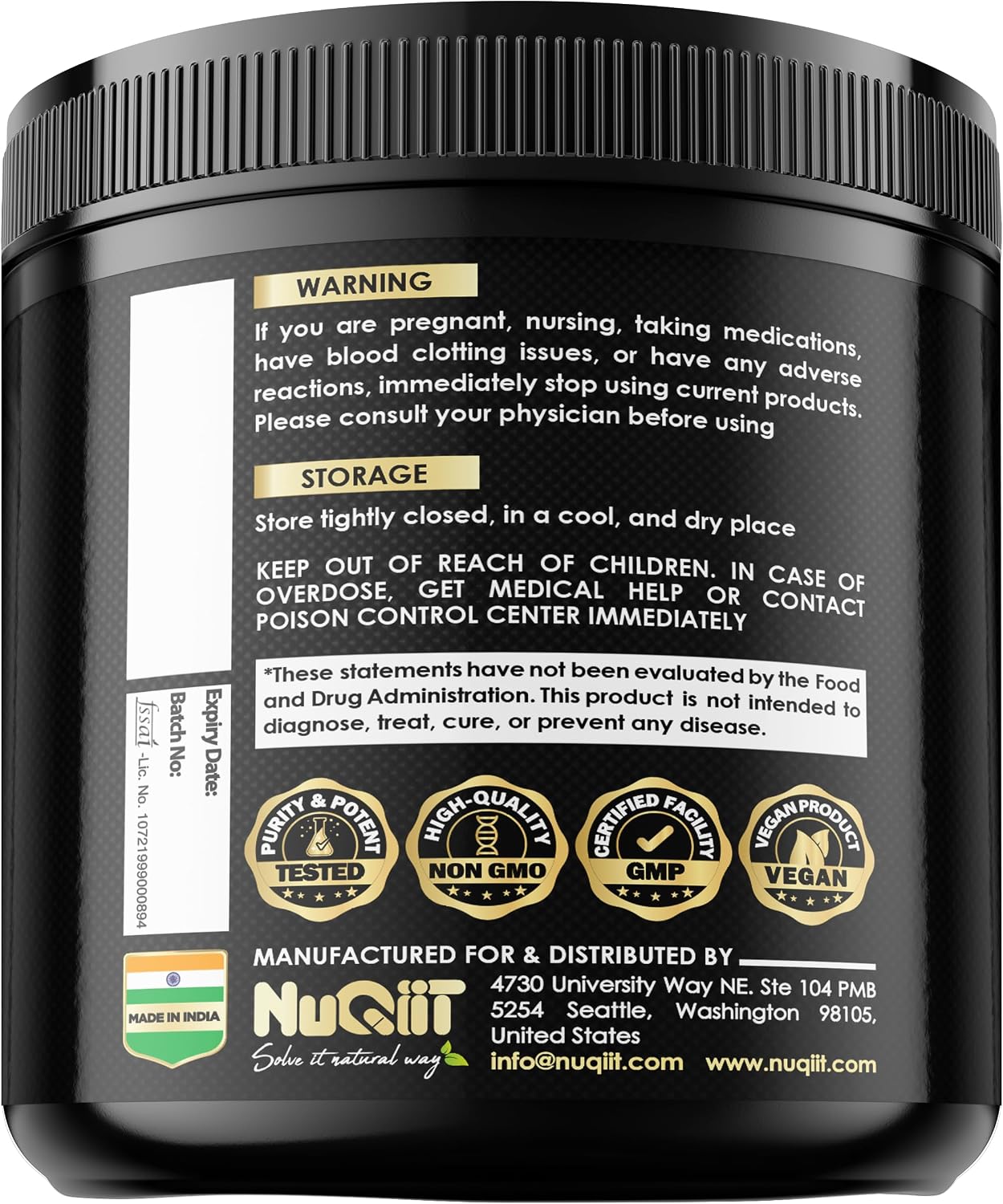 Shilajit Puro del Himalaya Orgánico con Magnesio, Melena de León y Complejo para la Salud Masculina - 60 Cápsulas