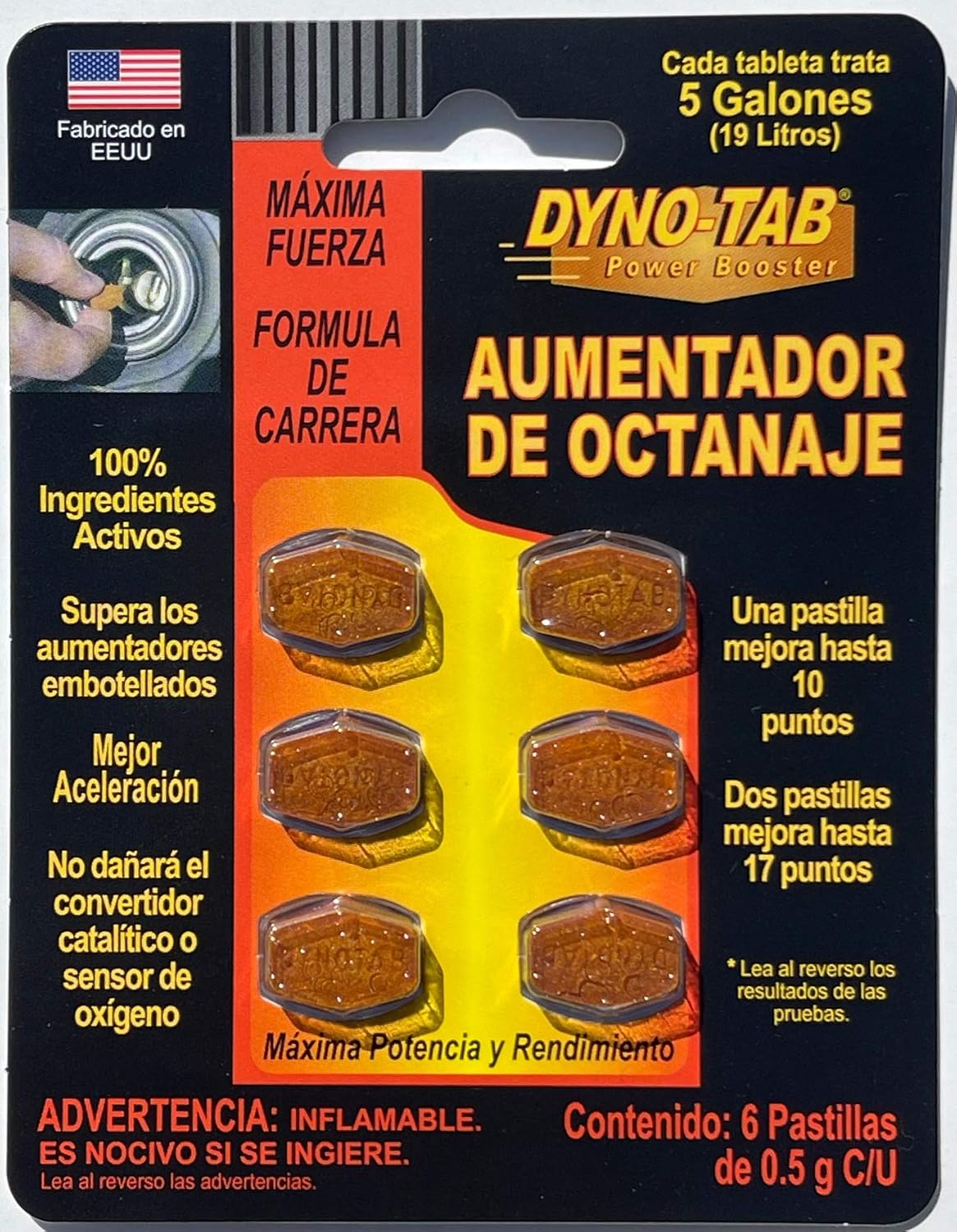 Dyno-tab Aumentador de Octanaje, 48 Pastillas de 0.5g