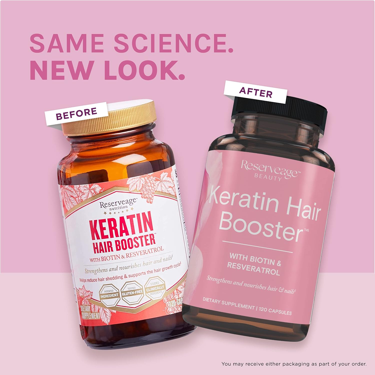 Reserveage Beauty Keratin Hair Booster con Biotina y Resveratrol - Suplemento para Cabello y Uñas - 120 Cápsulas