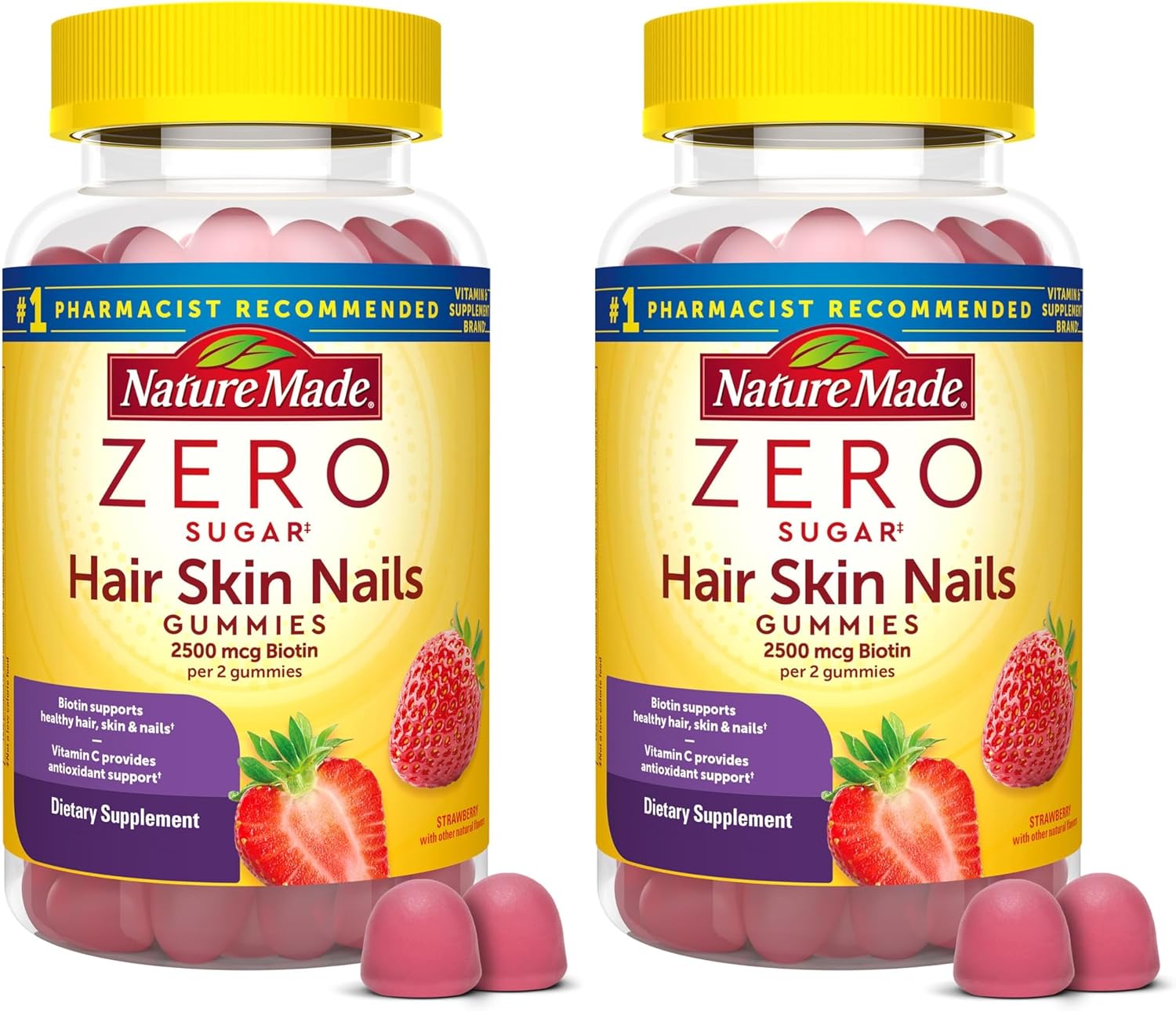 Nature Made Gominolas Sin Azúcar para Cabello, Piel y Uñas, Biotina 2500 mcg, 120 Gominolas, 60 Días
