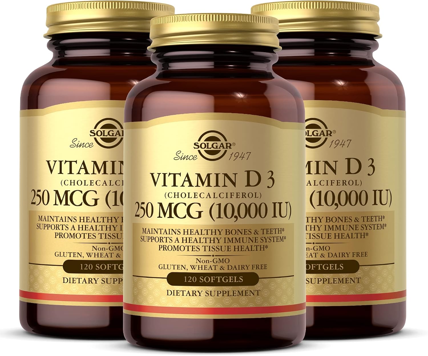 Solgar Vitamina D3 10.000 IU - 360 Cápsulas Blandas (Pack de 3)