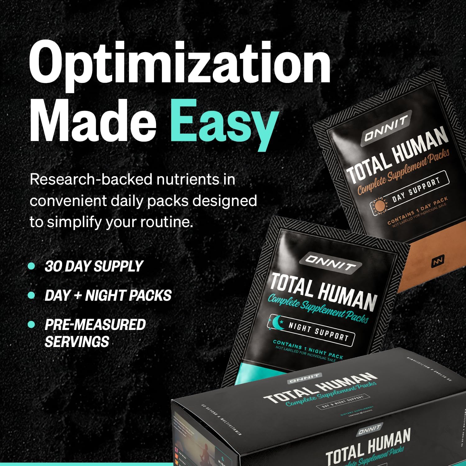 ONNIT Total Human Multivitamínico Diario Completo – Paquetes Día y Noche para Hombres y Mujeres, 60 Paquetes (30 Días)
