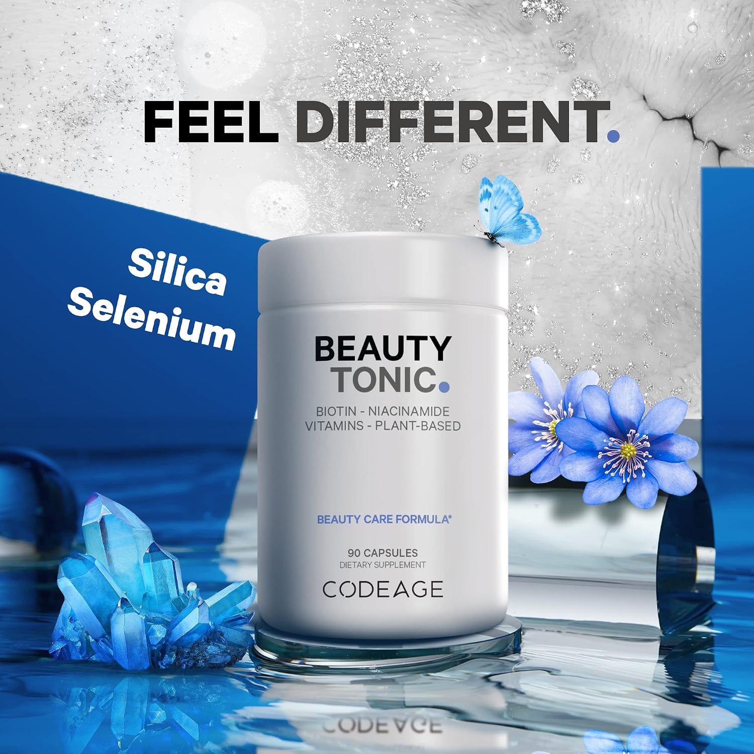 Codeage Beauty Tonic - Suplemento de Biotina 1500 mcg con Vitaminas y Alimentos Orgánicos - 90 Cápsulas Veganas