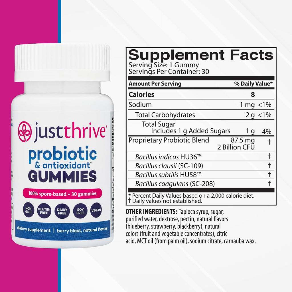Just Thrive Probiotic Gummies – Gomitas probióticas para toda la familia (30 unidades)
