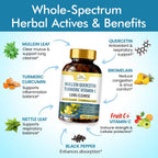 Organic Veda Mullein Quercetin Turmeric – 13 en 1 Suplemento Pulmonar (60 Cápsulas)