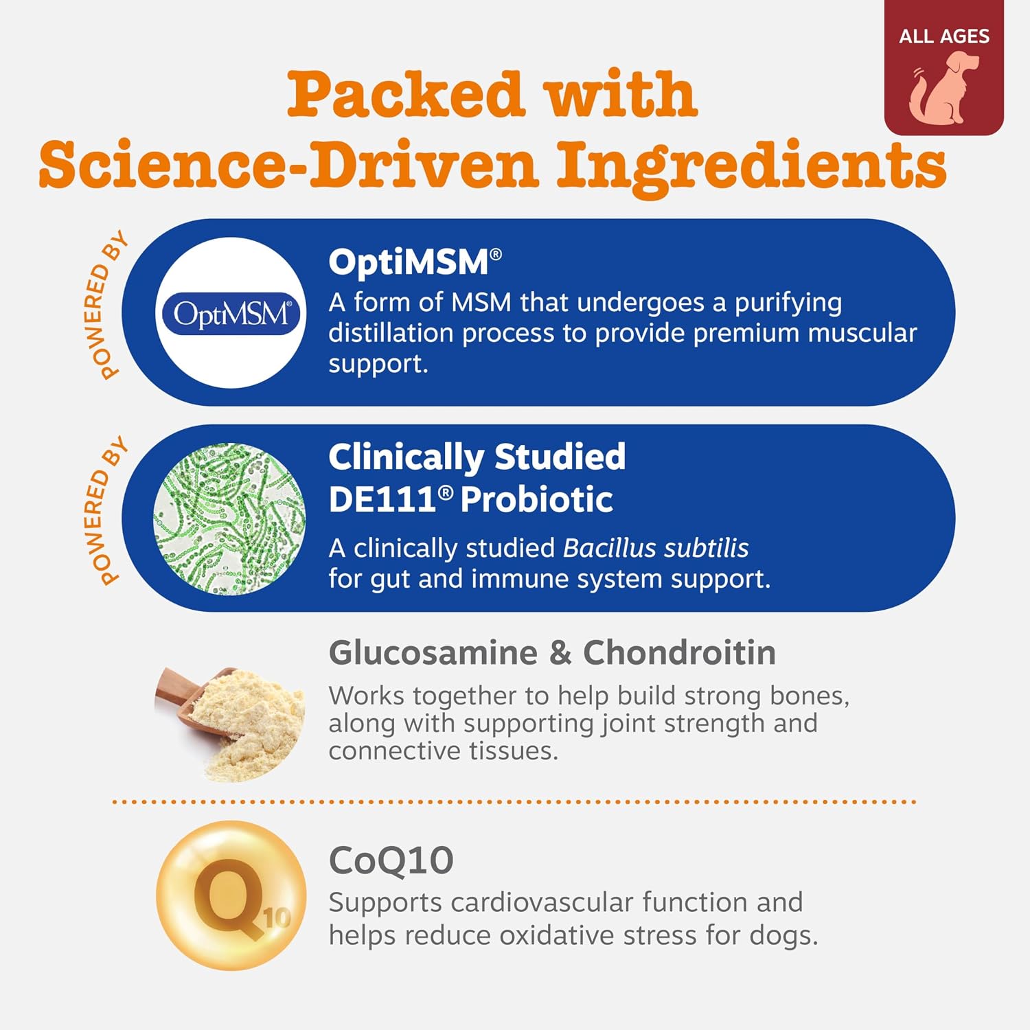 Zesty Paws Multivitamínico para Perros, Snack Masticable con Omega 3, Glucosamina y CoQ10 – 90 unidades – Sabor Bisonte