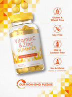 Carlyle Gomitas de Vitamina C y Zinc, 70 unidades, Sabor Limón, Suplemento Vegano, Sin OGM y Sin Gluten