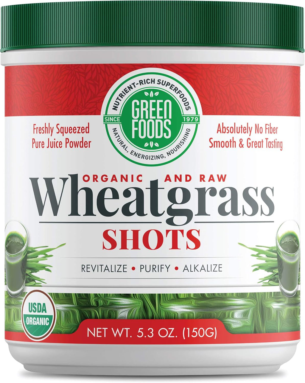 Green Foods Wheat Grass Shots, 5.3 oz – Orgánico, Vegano, Sin Gluten