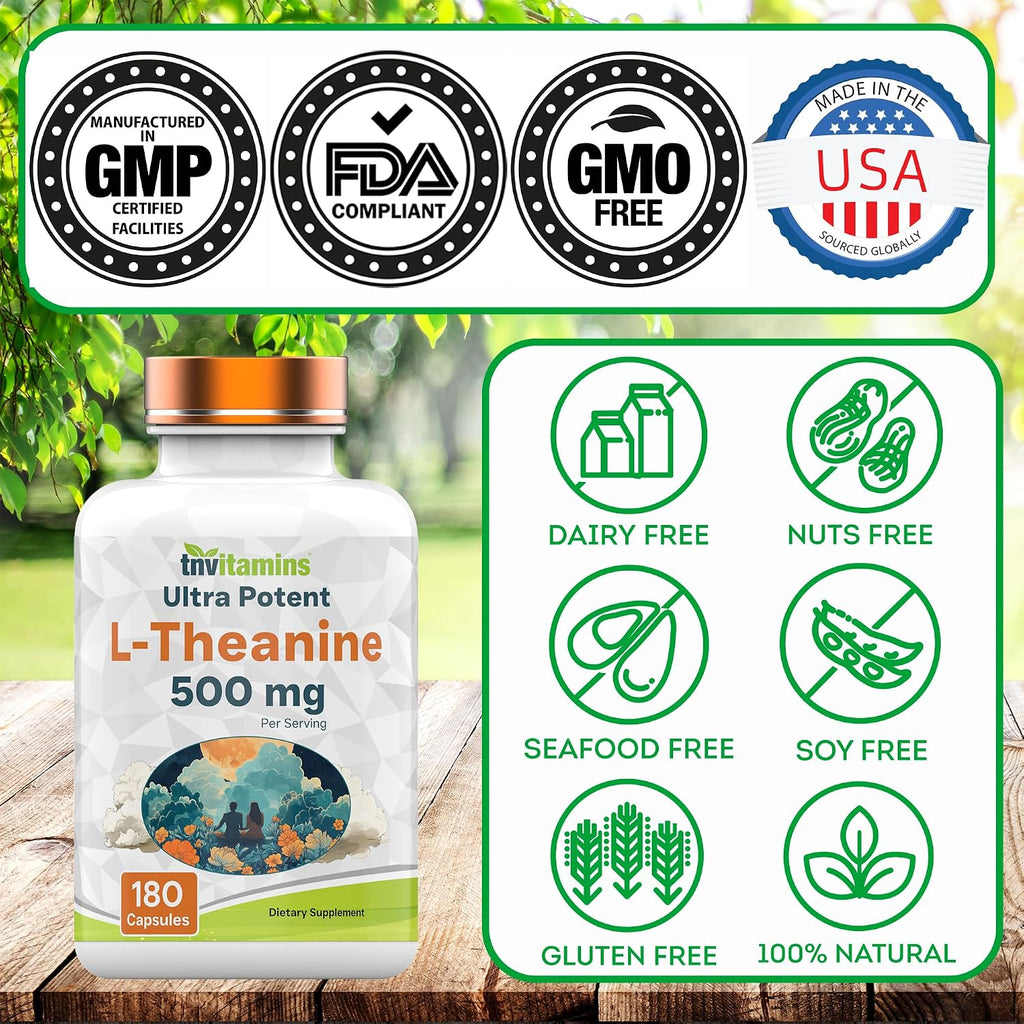 tnvitamins L-Theanine 500 mg, 180 cápsulas