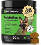 Probióticos para Perros con Prebióticos y Enzimas Digestivas - 6 Mil Millones de UFC - Sabor Pato - 90 Comprimidos Masticables - Pet Honesty