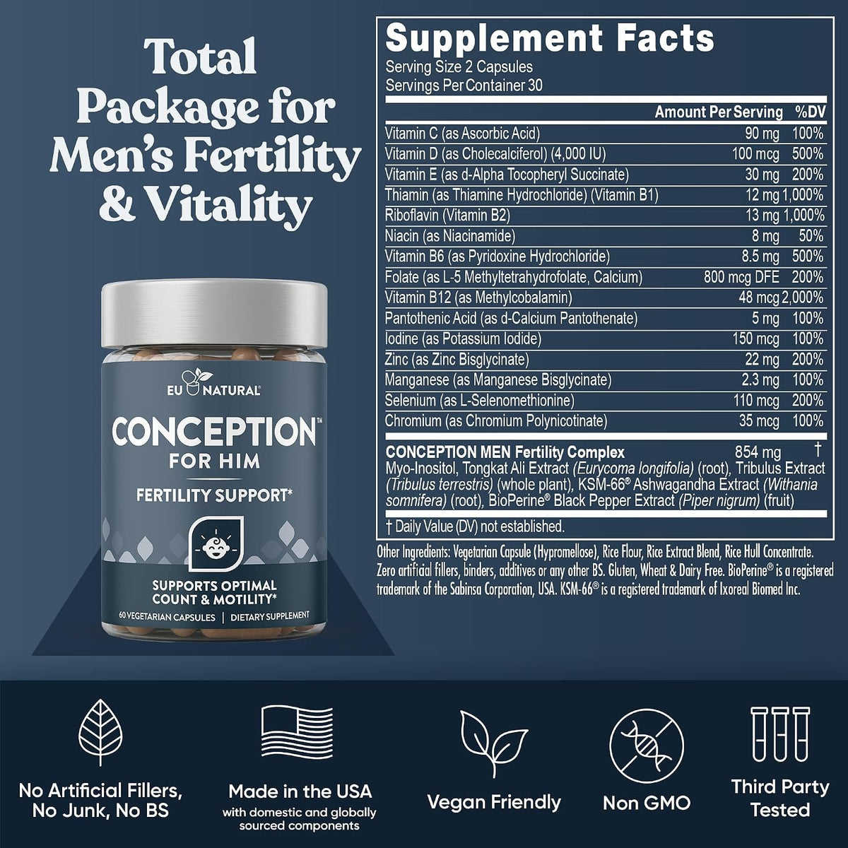 Conception for Her & Conception for Him Bundle - Suplementos de Fertilidad para Parejas - 120 Cápsulas Vegetarianas – Image 7