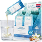 MYCL Glutatión Liposomal con Vitamina E y Aceite MCT - Salud de Piel, Cabello y Uñas - Alta Absorción - Sabor Vainilla Almendra - 30 Sobres Monodosis