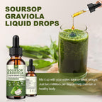 Menkru Soursop Graviola Gotas Líquidas 2000mg, Extracto Natural con Vitamina C, Sin Gluten, Vegano, 2 x 118 ml