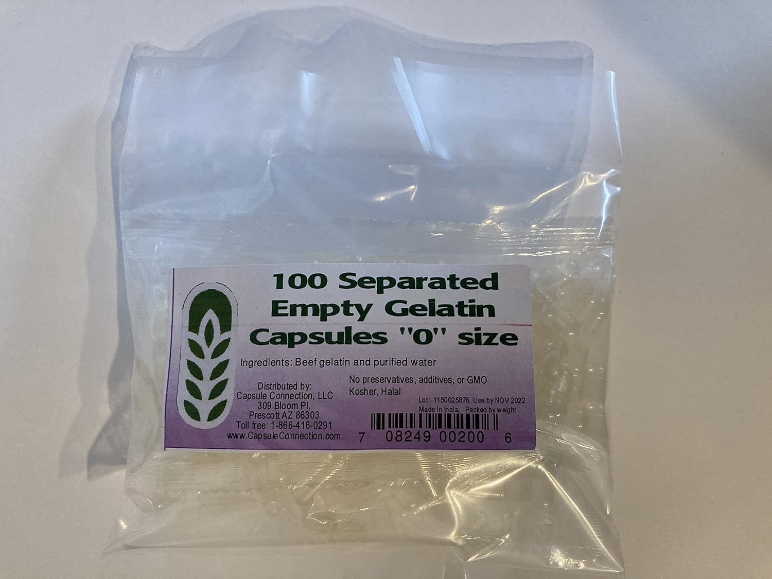 Capsule Connection Cápsulas Vacías de Gelatina Separadas, Tamaño 0 (5000)