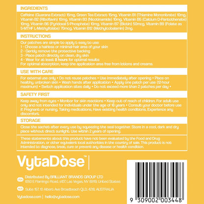 Vytadose Parches de Energía con Complejo B Metilado y Cafeína Natural (30 Parches) – Image 5