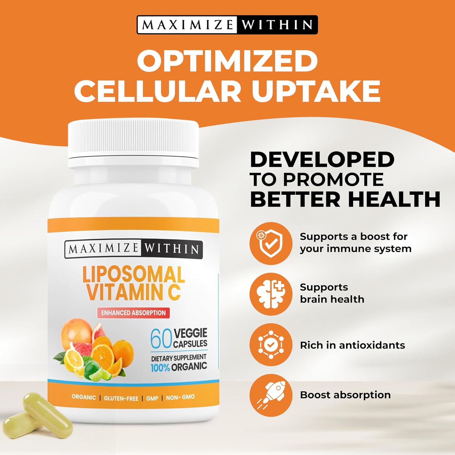 Maximize Within Vitamina C Liposomal - Absorción Mejorada, 60 Cápsulas
