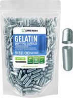 XPRS Nutra Cápsulas Vacías Tamaño 00 - 500 Unidades de Gelatina - Cápsulas para Rellenar - Cápsulas de Gelatina Vacías para Suplementos Caseros (Plateado)