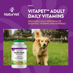 NaturVet VitaPet Vitaminas Diarias para Perros Adultos con Aliento Fresco - 180 Comprimidos