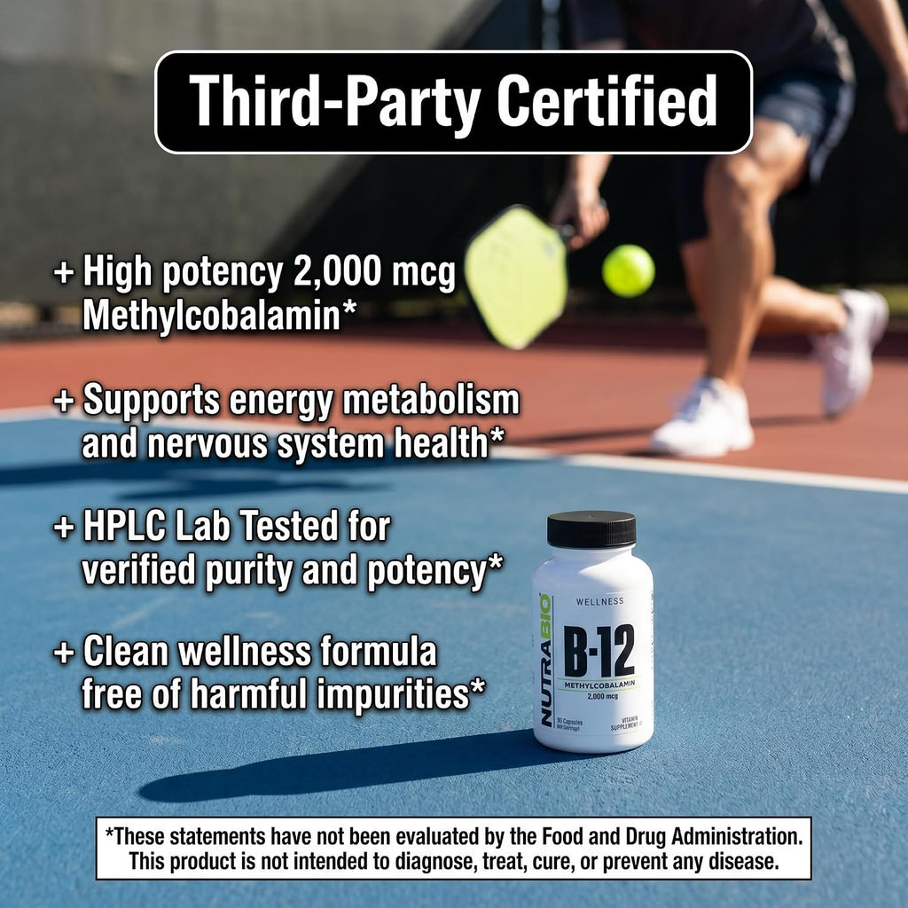 NutraBio Methyl B-12 2000mcg – 90 Cápsulas Vegetales