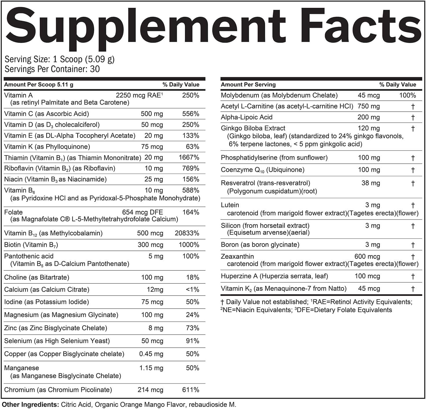 BRAINMD BRIGHT MINDS Memory Multi - Multivitamínico en polvo sabor Naranja Mango - 153 g (30 raciones)