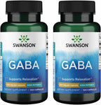 Swanson GABA 500 mg - 200 Cápsulas (2 Envases de 100) - Suplemento para la Relajación y el Sueño